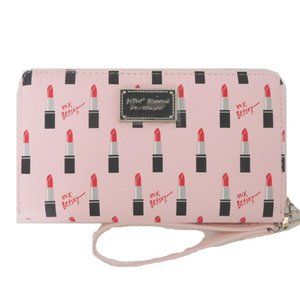 BETSEY JOHNSON PINK ZIP AROUND WALLET/WRISTLET